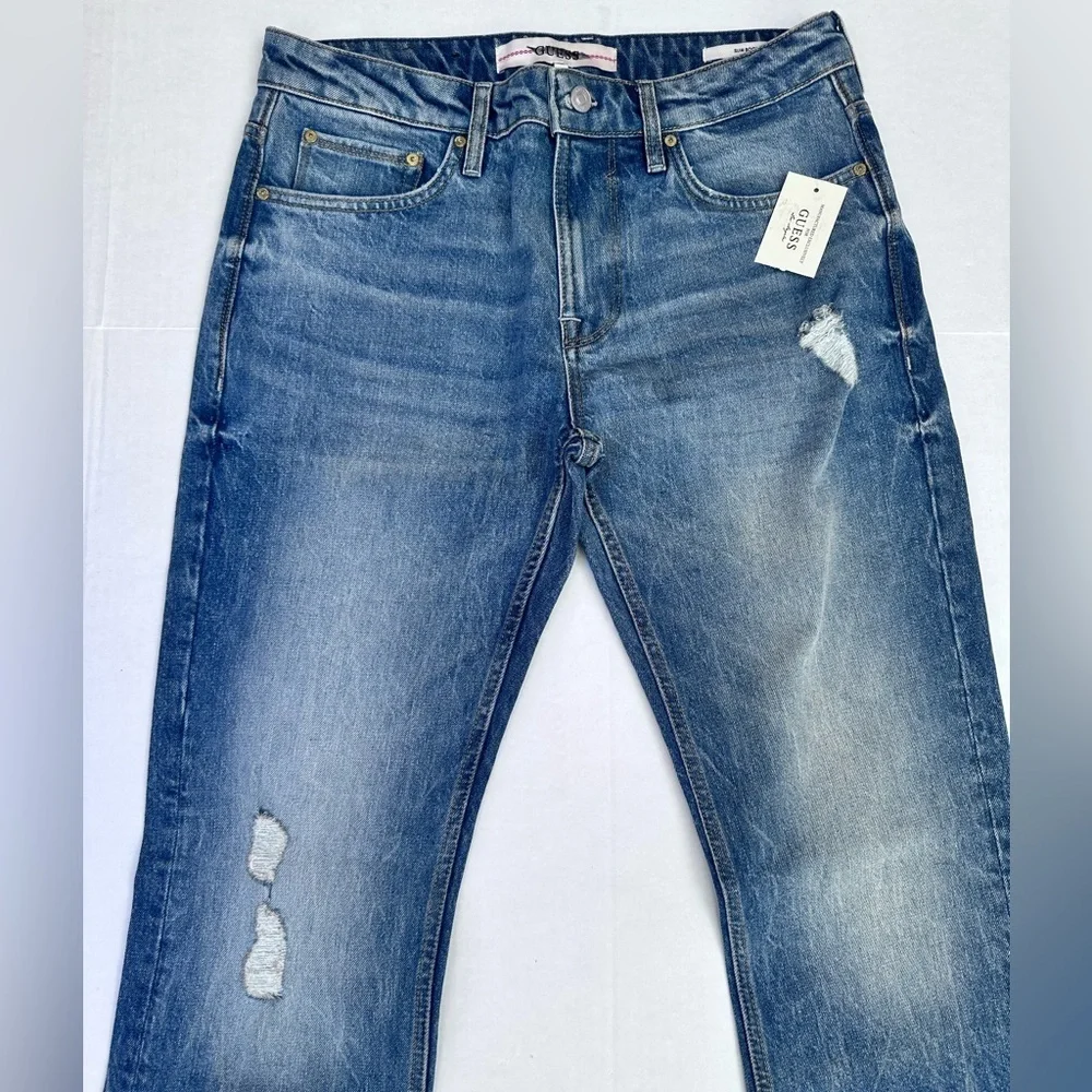 Guess Men's Distressed Blue Slim Boot Jeans